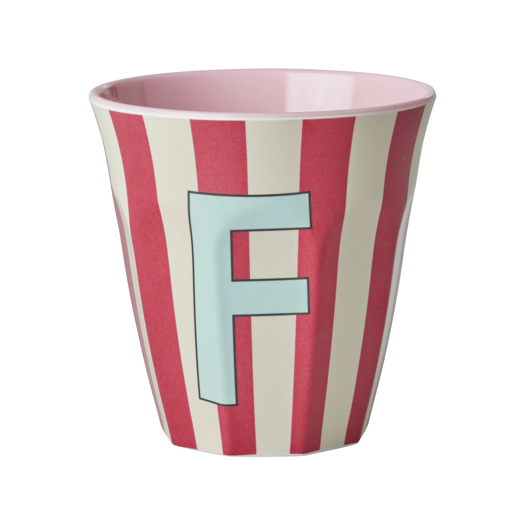 Happy Letter Mug gestreift -rosa-