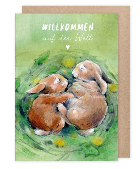 Karte mit Umschlag Wilkommen auf der Welt