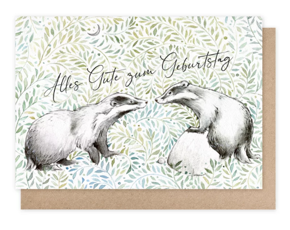 Karte mit Umschlag Alles Gute zum Geburtstag (Dachse)