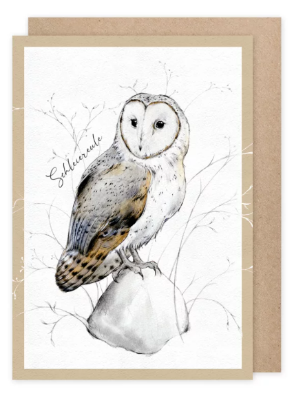 Karte mit Umschlag Schleiereule