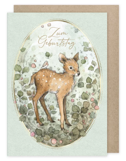 Karte mit Umschlag Zum Geburtstag Rehkitz