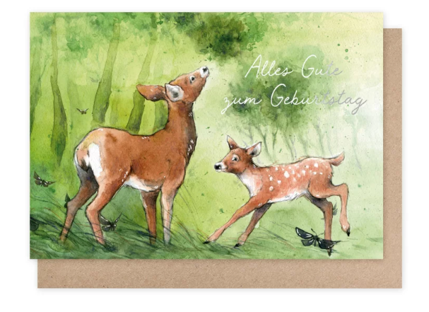 Karte mit Umschlag Alles Gute zum Geburtstag (Damwild)