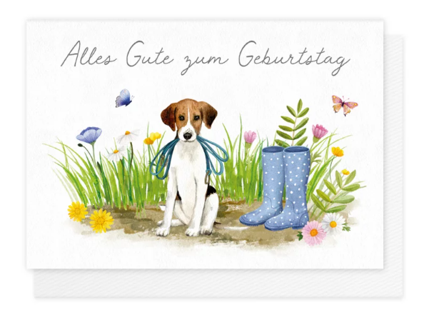 Karte mit Umschlag Alles Gute zum Geburtstag Terrier