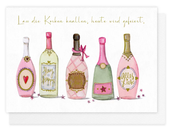Karte mit Umschlag Lass die Korken knallen, heute wird gefeiert!