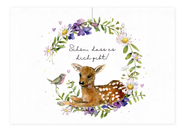 Postkarte Schön, dass es dich gibt! Rehkitz