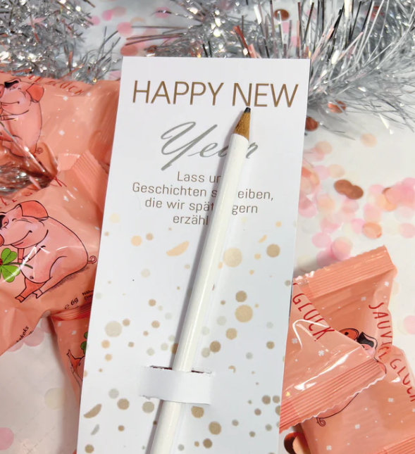 Happy New Year Geschenkidee mit Bleistift