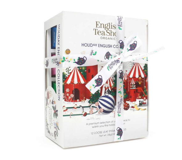 Tee Geschenk mit Schleife "Winter Kollektion, Weiß", BIO, 12 Pyramiden-Beutel