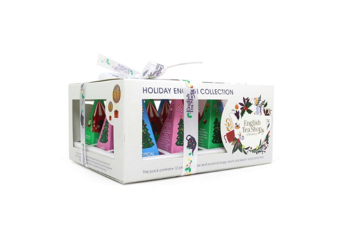 Tee Geschenk mit Schleife "Winter Kollektion, Weiß", BIO, 12 Pyramiden-Beutel