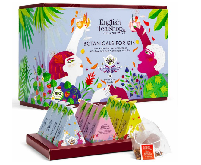 Botanicals for Gin Set, Geschenkbox Gin Gewürz-Kollektion, BIO, 12 Pyramidenbeute