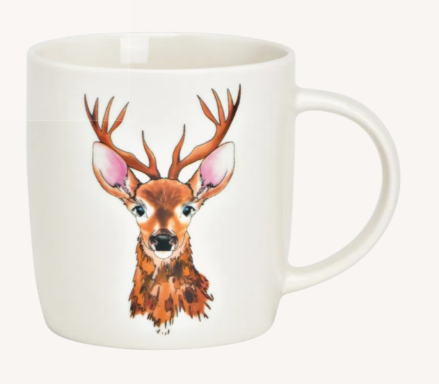 Becher Hirsch Dekor aus Porzellan