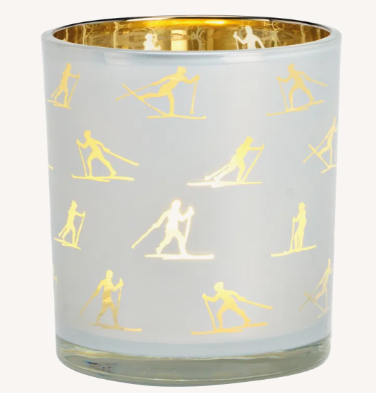 Windlicht Monty Skifahrer 8cm -weiß-