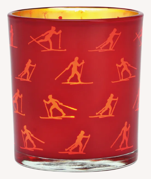 Windlicht Monty Skifahrer 8cm -rot-
