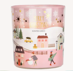 Winter Duftkerze -Ski Trip/rosa-