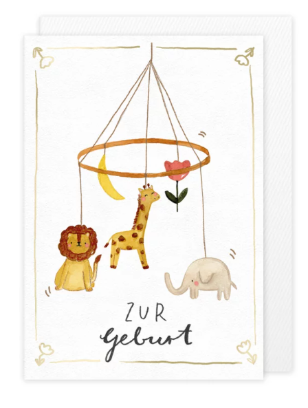 Karte mit Umschlag Geburt