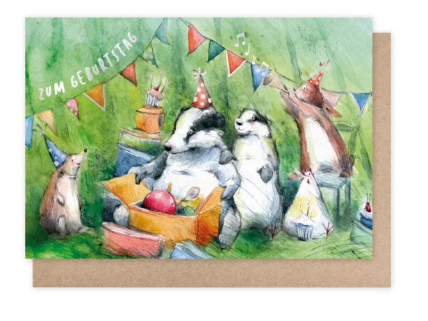 Karte mit Umschlag Dachsparty