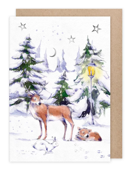 Karte mit Umschlag Winterpark