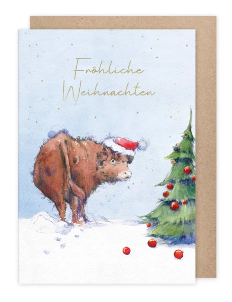 Karte mit Umschlag Weihnachtskuh