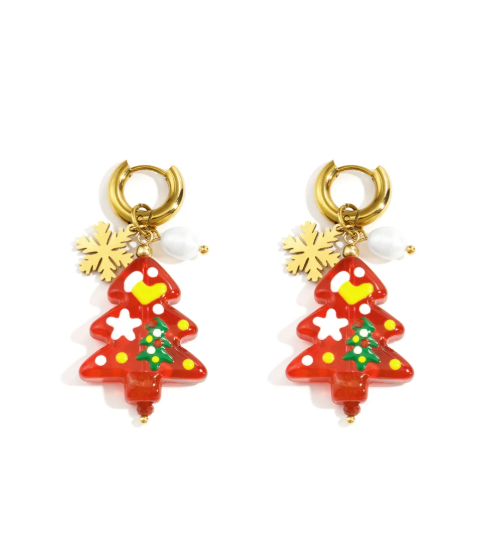 Christmas Earrings Christmas Tree red