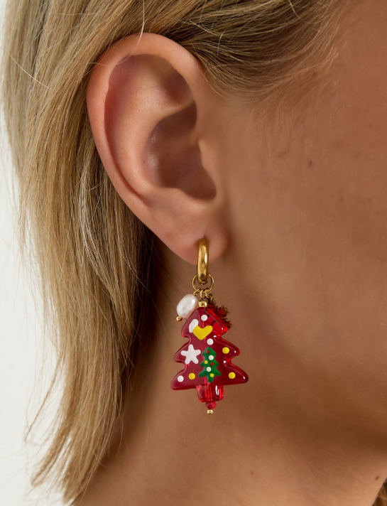 Christmas Earrings Christmas Tree red
