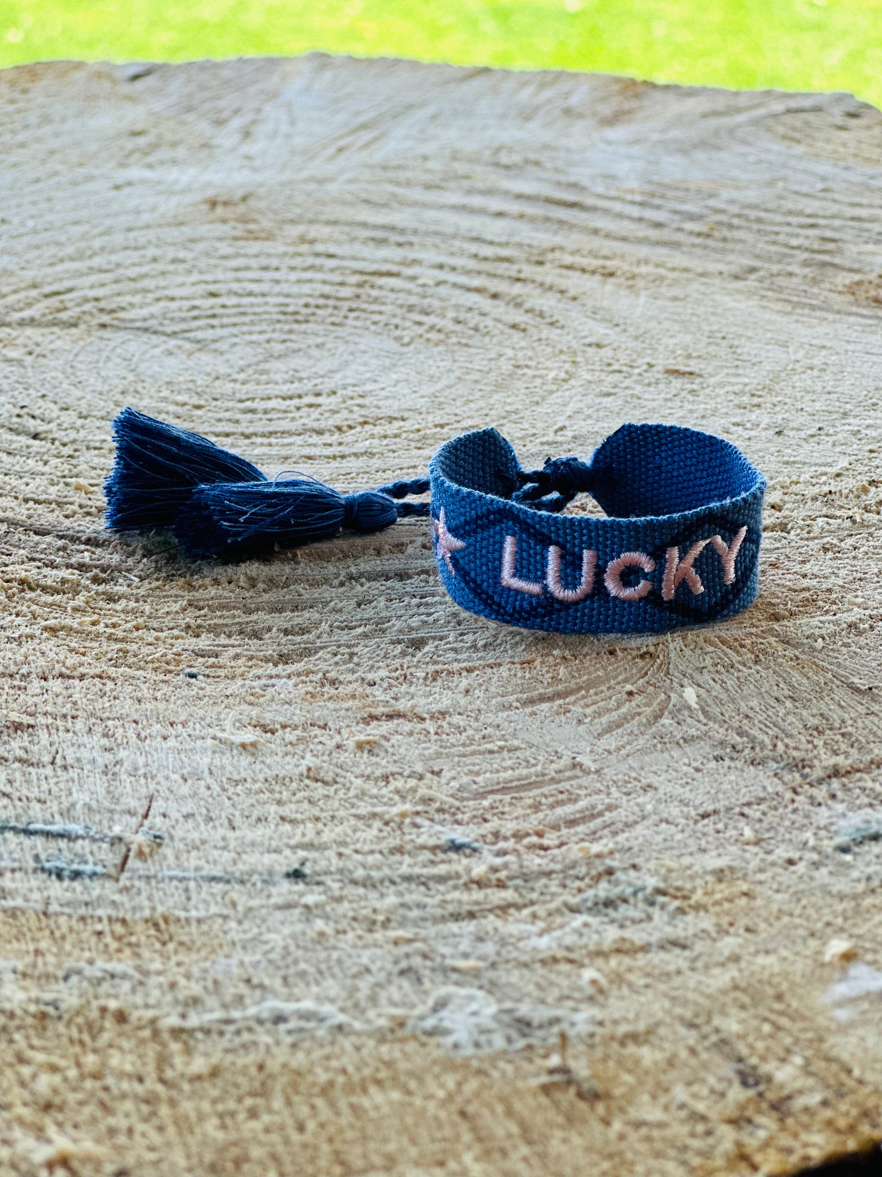 Statement Armband -Lucky, blau/rosa-