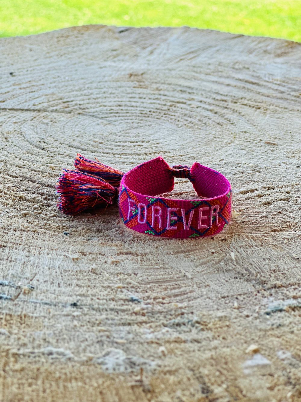 Statement Armband -Forever, pink gemustert-