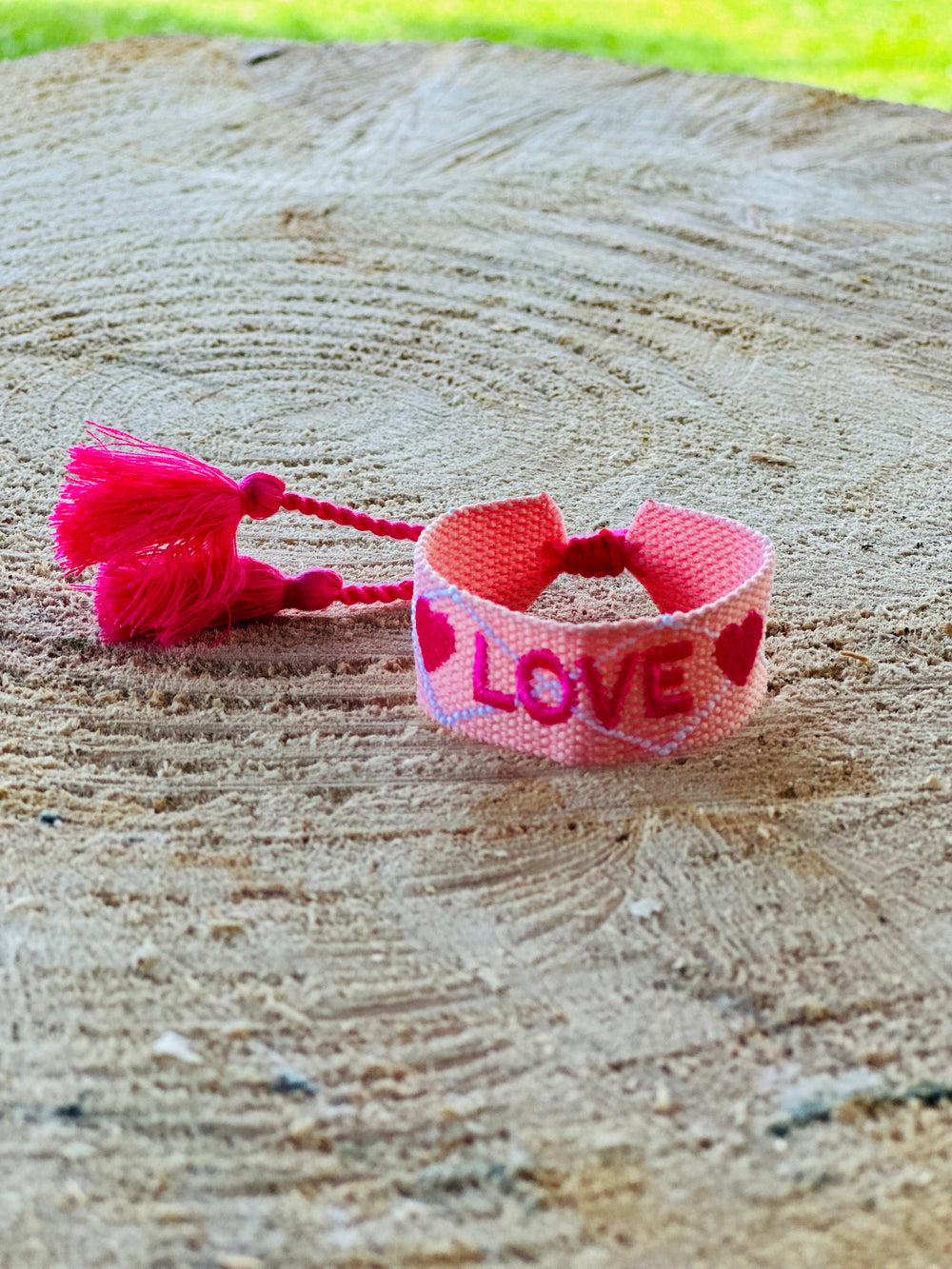 Statement Armband -Love/pink gemustert-