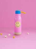 Stahl Flasche - Pink - Smiley Print