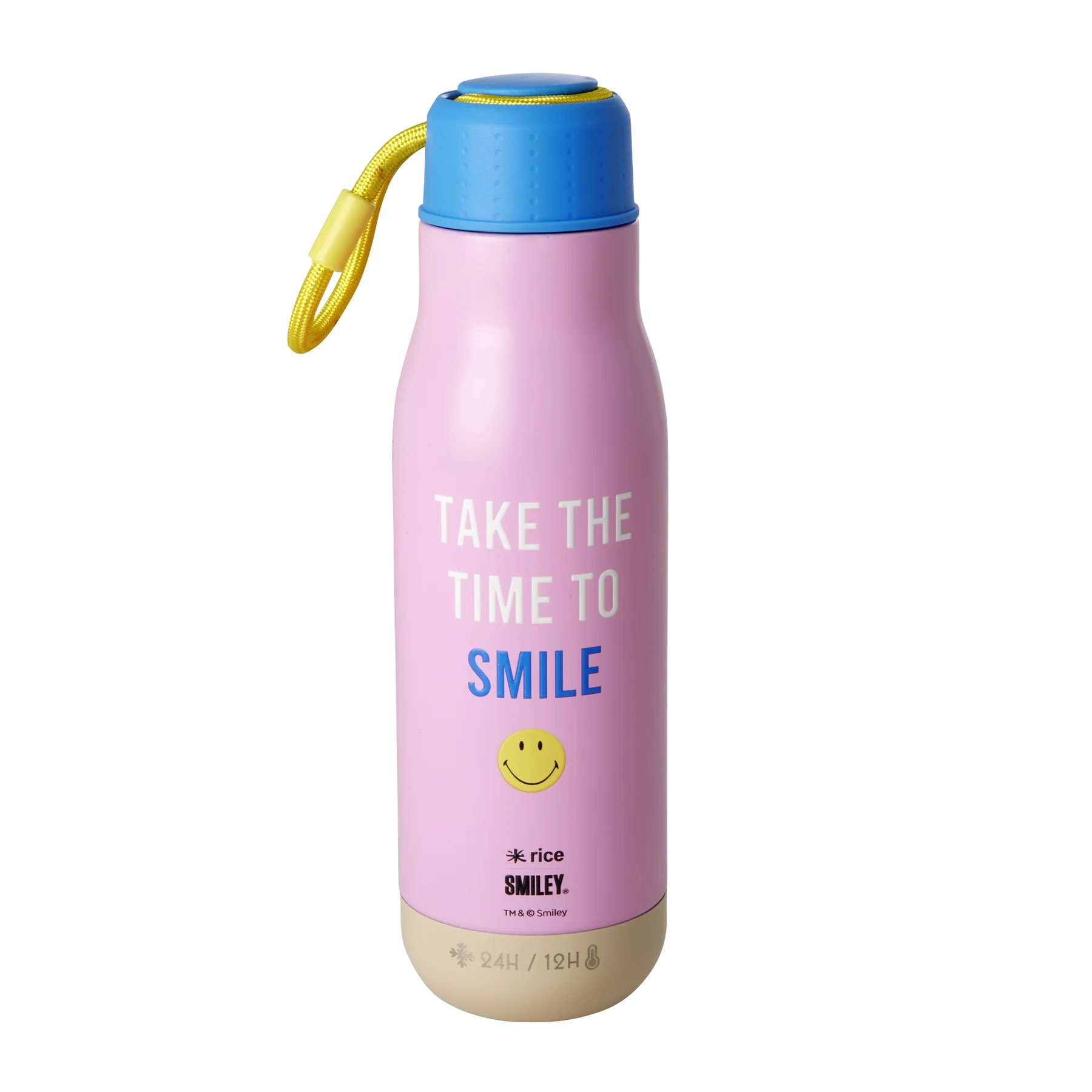 Stahl Flasche - Pink - Smiley Print