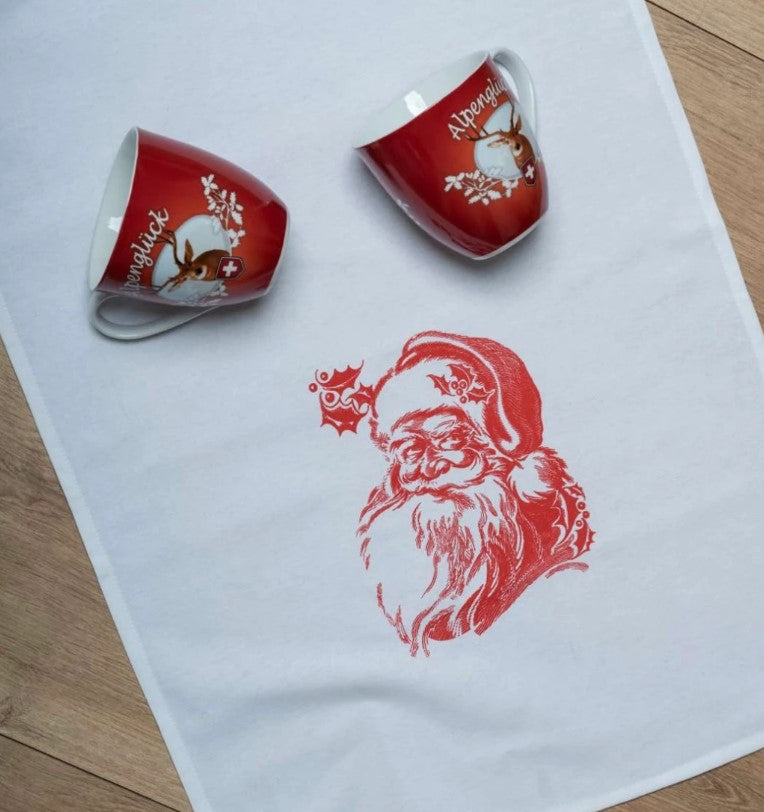 Geschirrtuch Weihnachten Santa rot