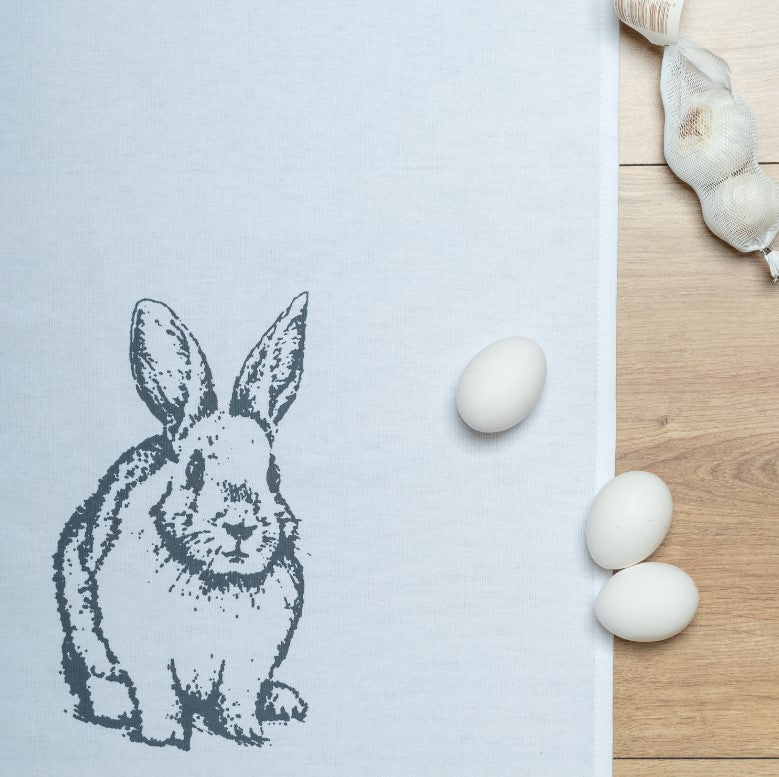 Geschirrtuch Hase sitzend -schwarz