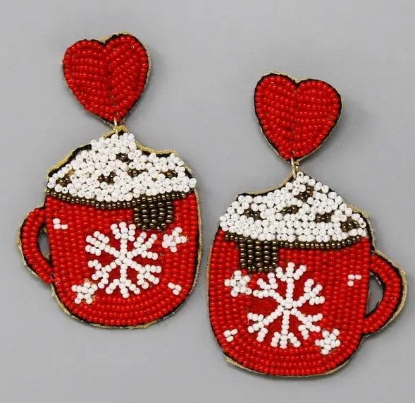 Happy Christmas Earrings -Hot Chocolate-
