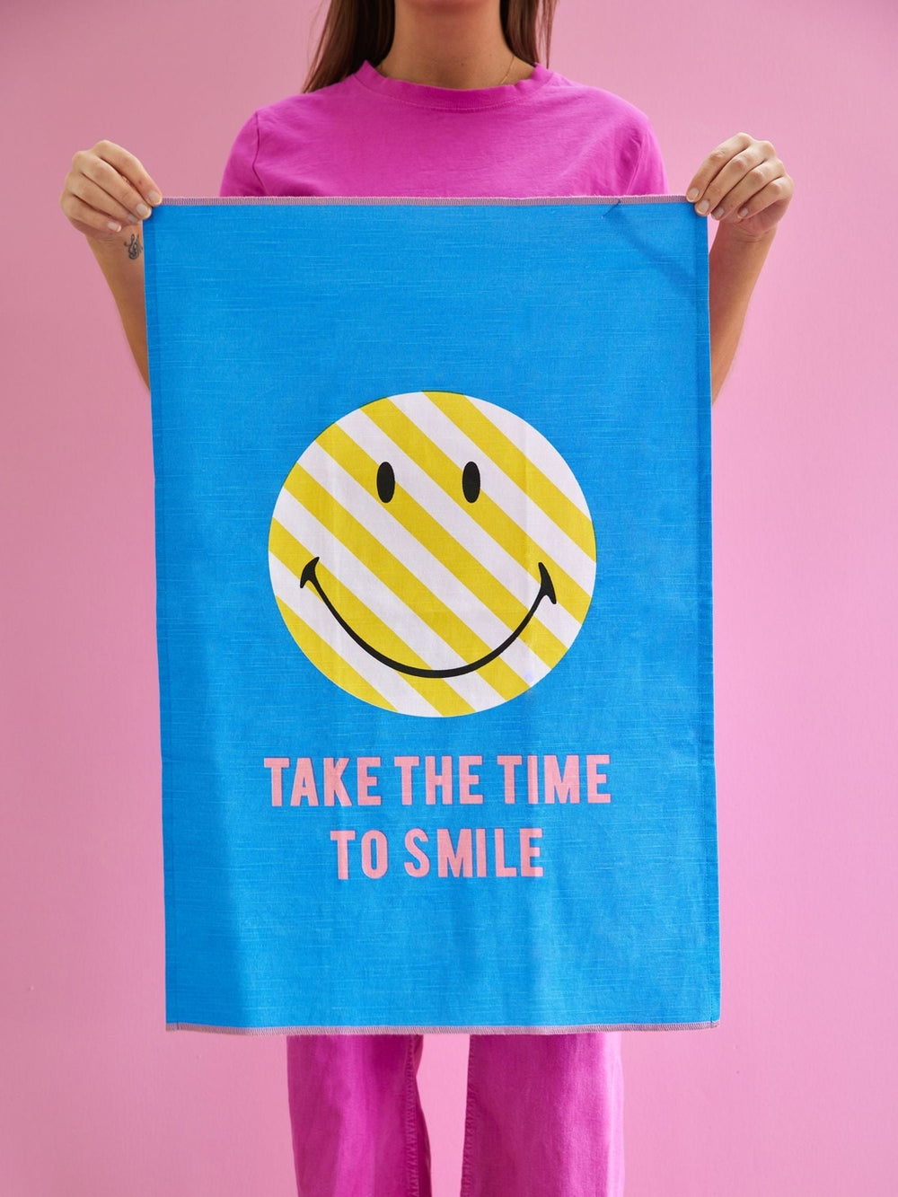 Happy Küchentuch - Take the Time to Smile -blue-