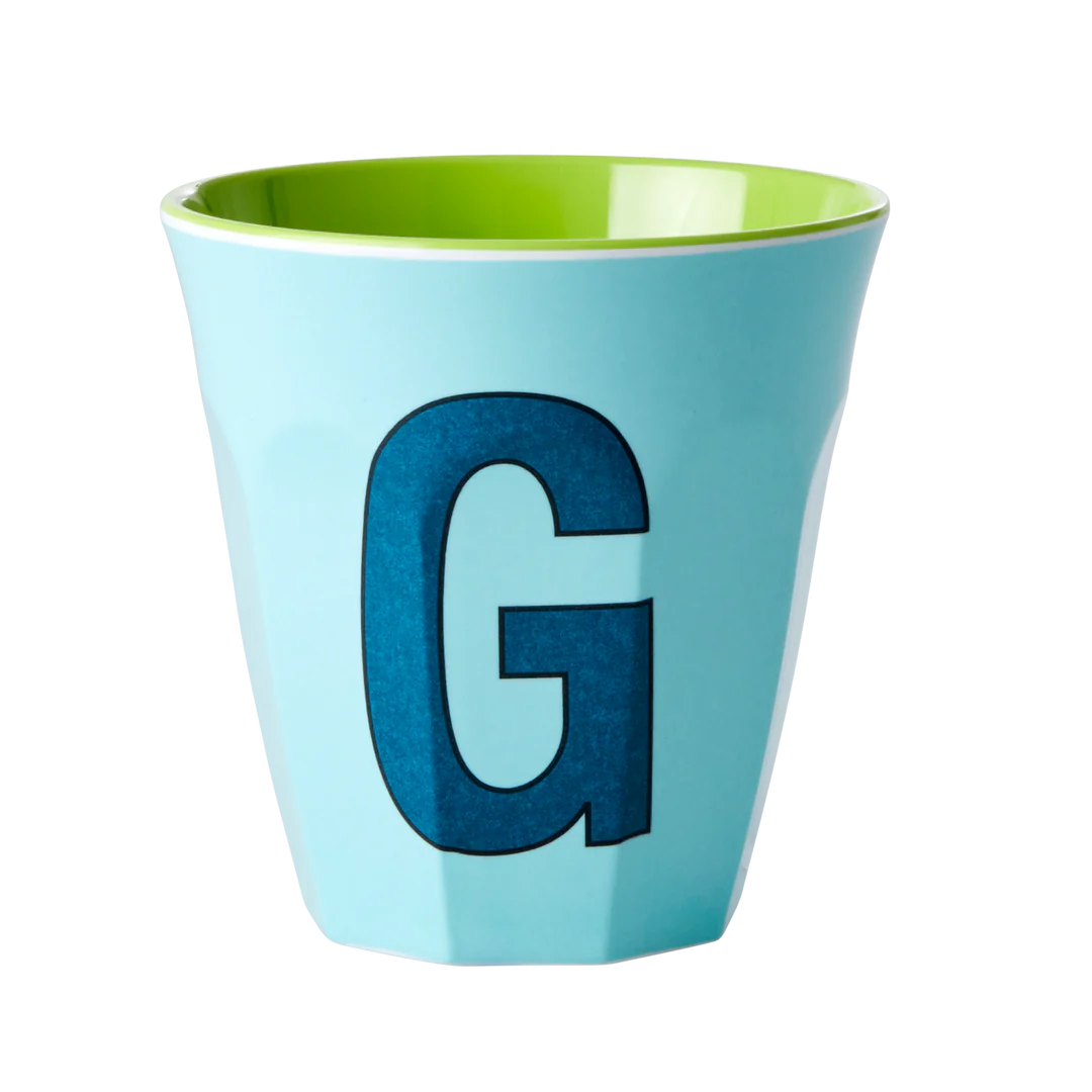 Happy Letter Mug -blau/grün-