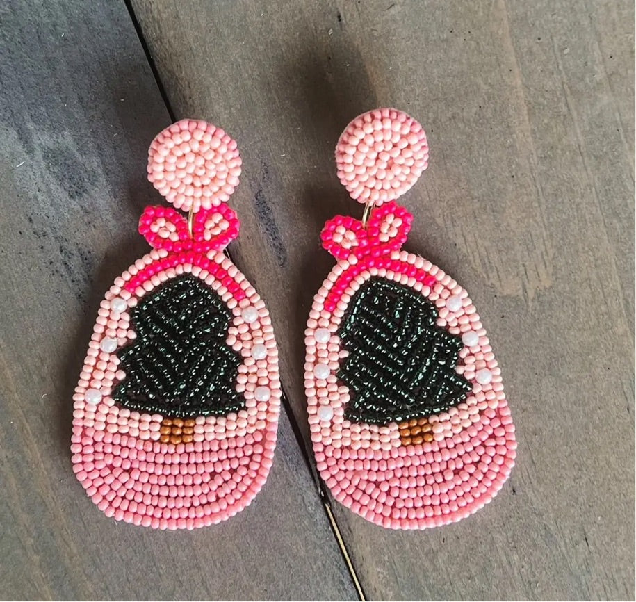 Happy Christmas Earrings -Schneekugel rosa-