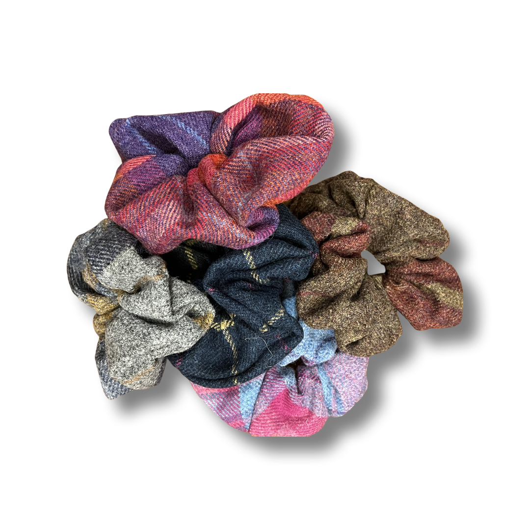 Großes Tweed Haargummi Blue & Grey