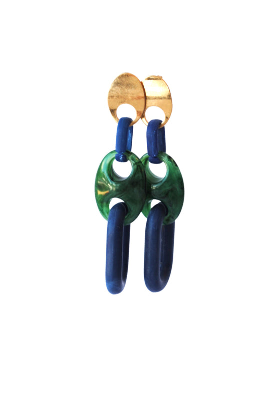 Happy Earrings Green/Blue Chain