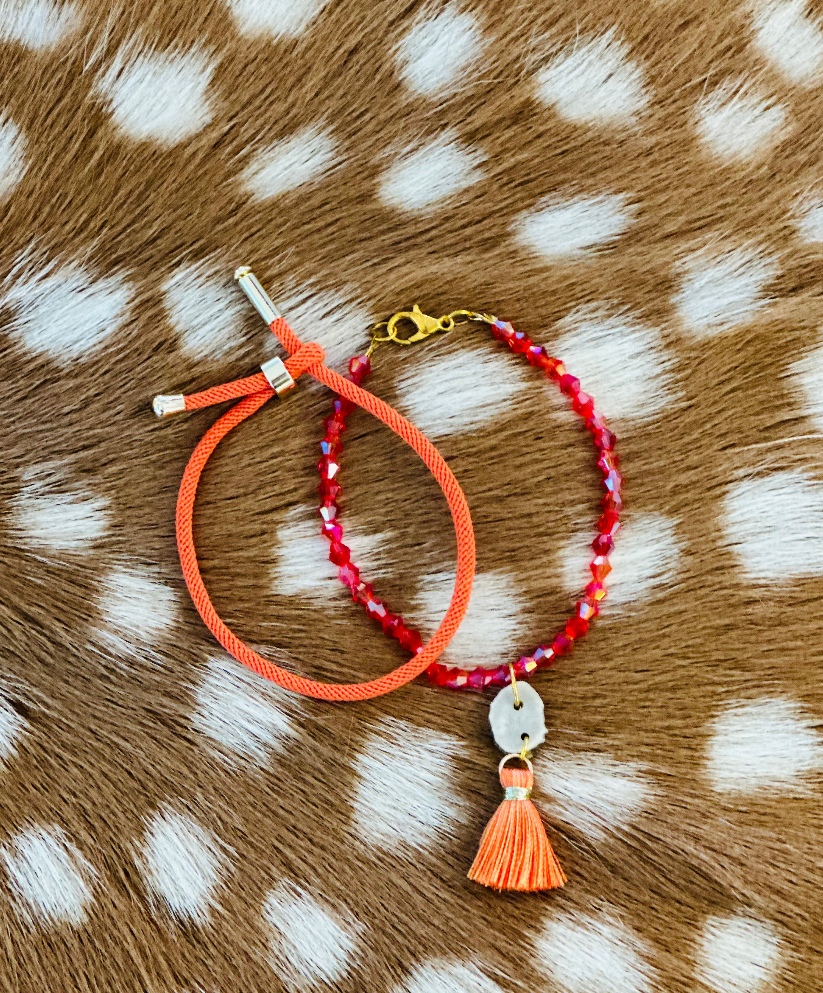 Bracelet mit Hornanhänger und Twinband Hermés Orange