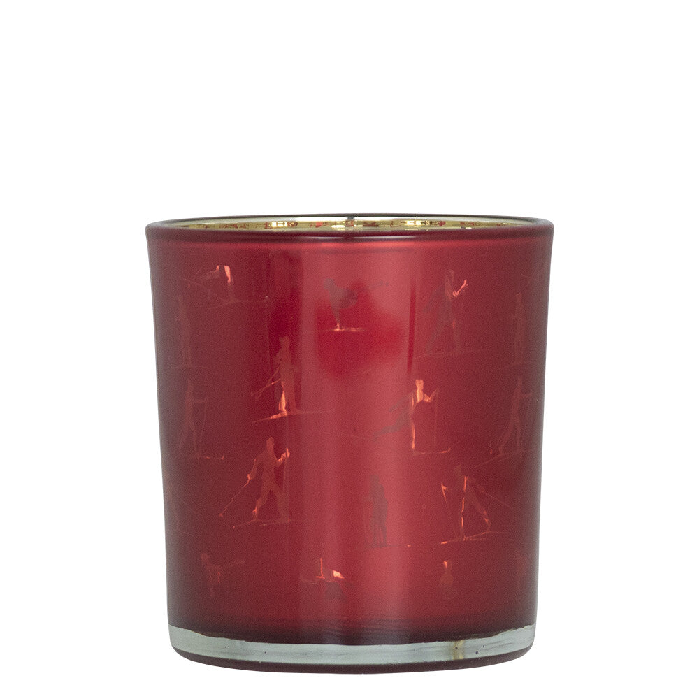 Windlicht Skifahrer rot 18 cm