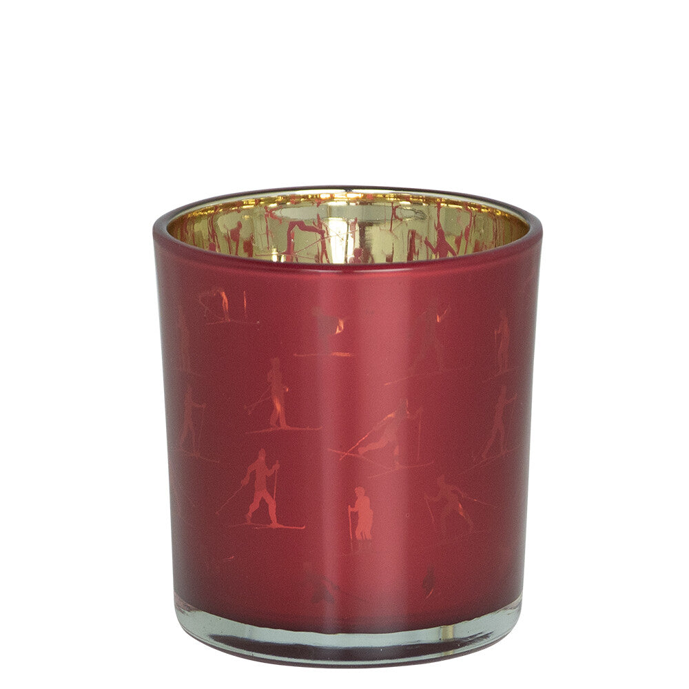 Windlicht Skifahrer rot 18 cm